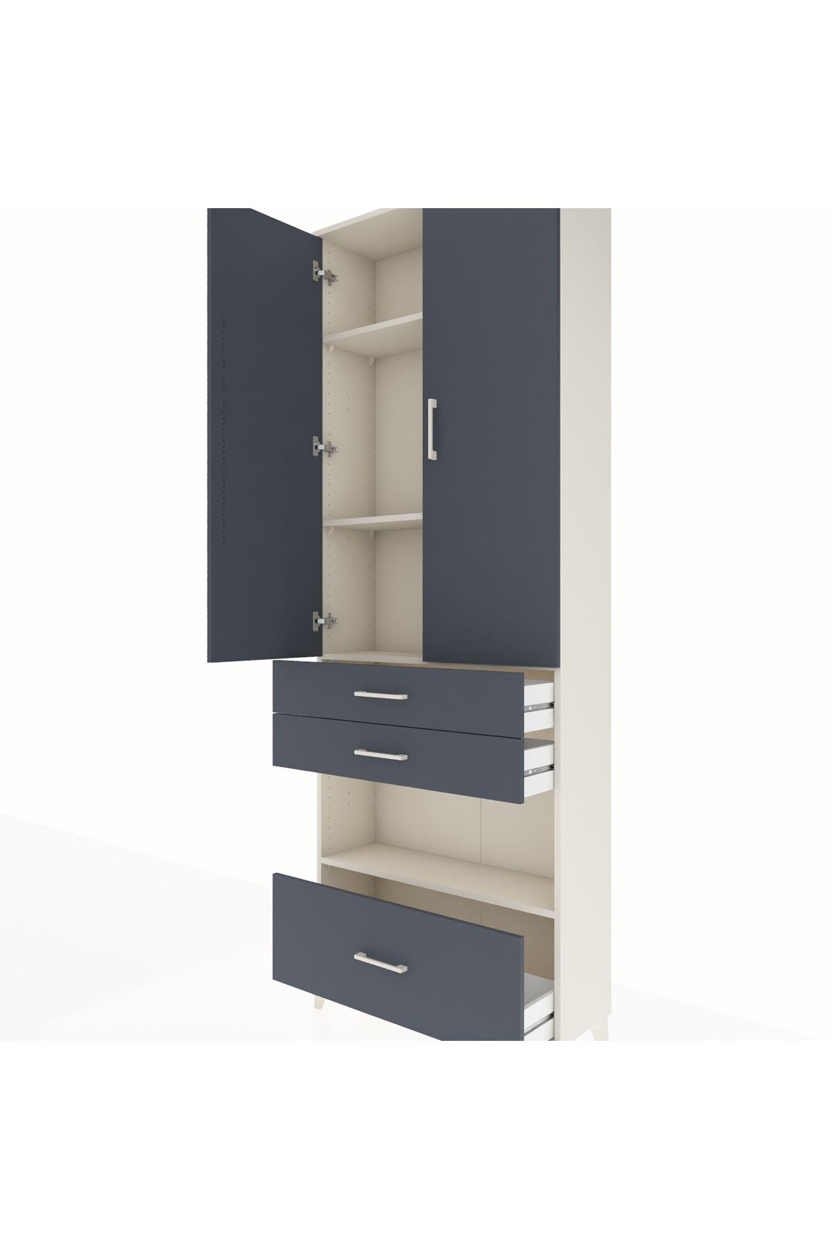 Arges Dolap 4 Raflı 3 Çekmeceli 2 Kapaklı 88x30x243 - S33M009V2A