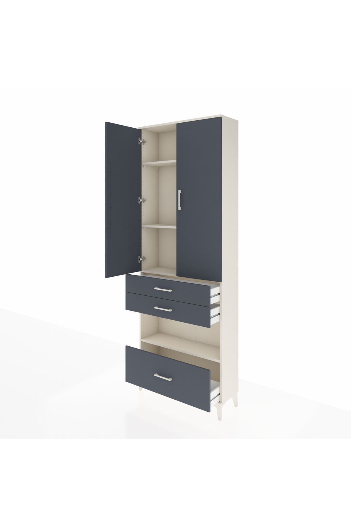 Arges Dolap 4 Raflı 3 Çekmeceli 2 Kapaklı 88x30x243 - S33M009V2A