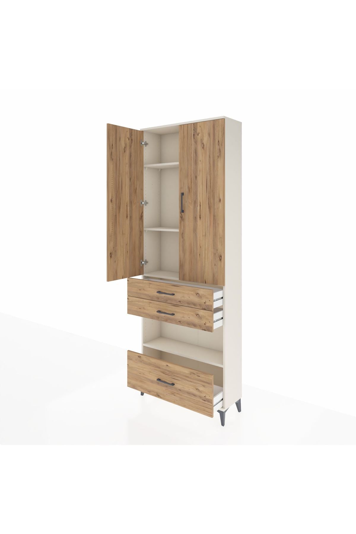 Arges Dolap 4 Raflı 3 Çekmeceli 2 Kapaklı 88x30x243 - S33M009V3A