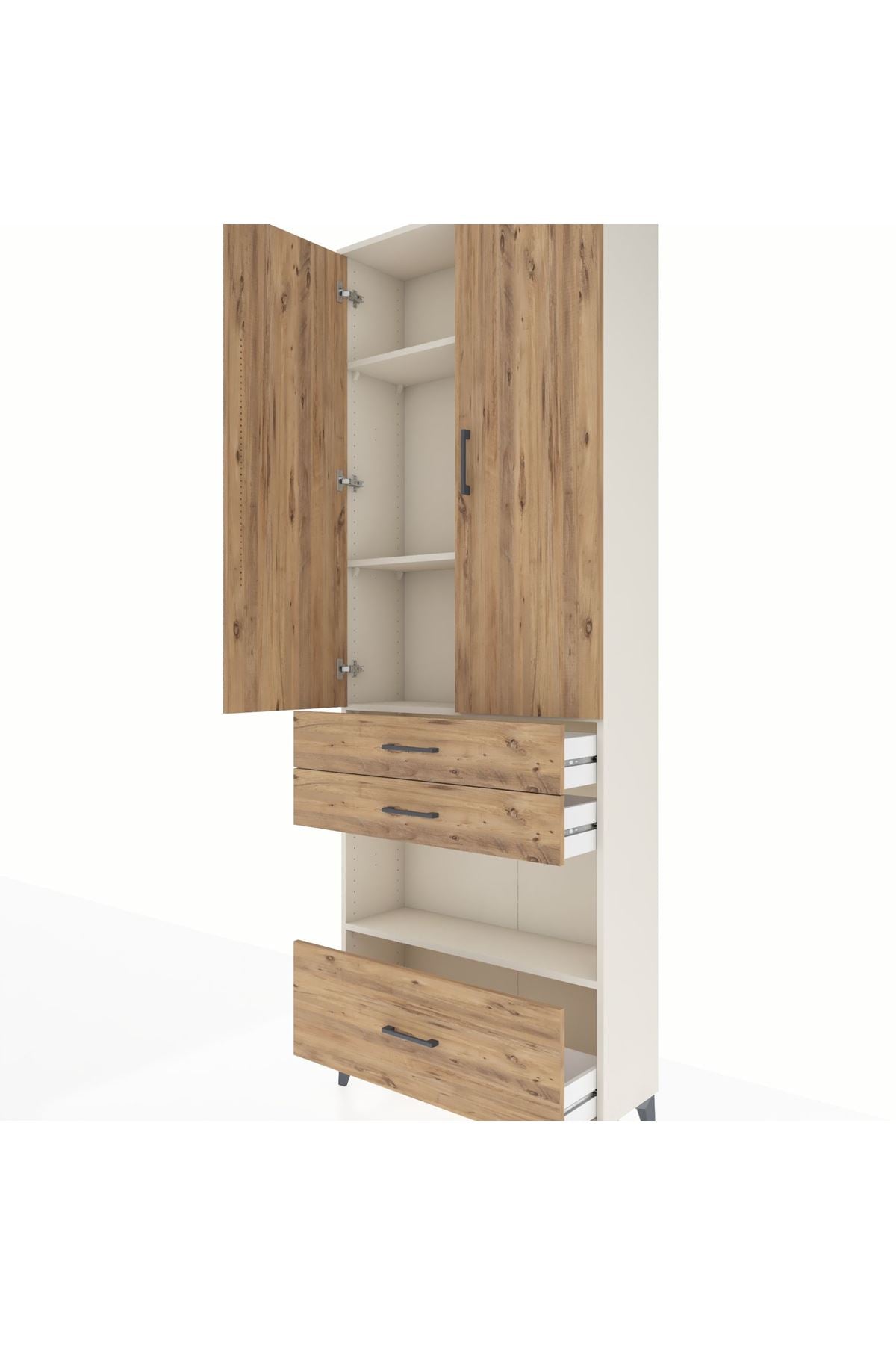 Arges Dolap 4 Raflı 3 Çekmeceli 2 Kapaklı 88x30x243 - S33M009V3A