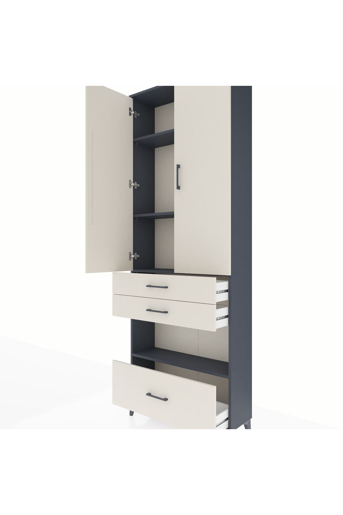 Arges Dolap 4 Raflı 3 Çekmeceli 2 Kapaklı 88x30x243 - S33M009V4A
