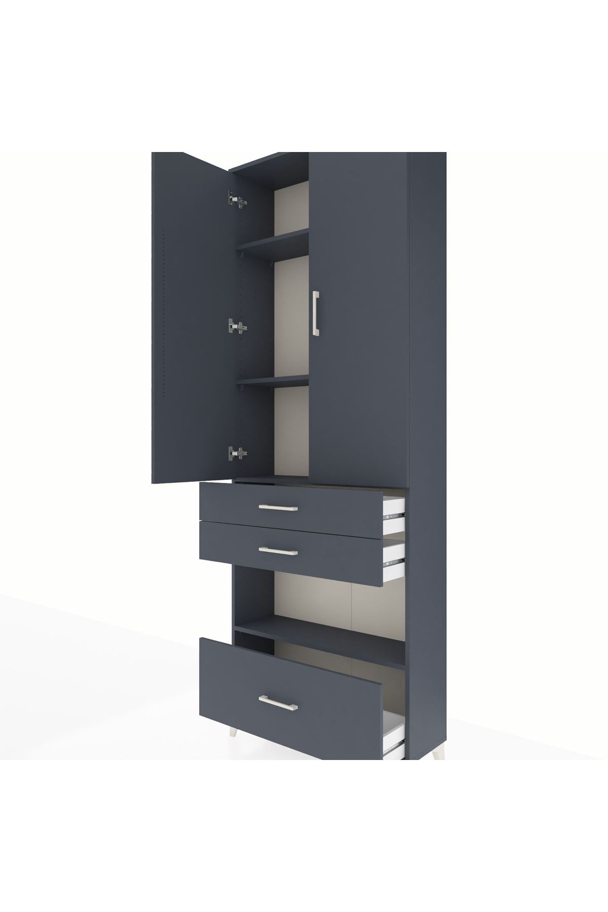 Arges Dolap 4 Raflı 3 Çekmeceli 2 Kapaklı 88x30x243 - S33M009V5A