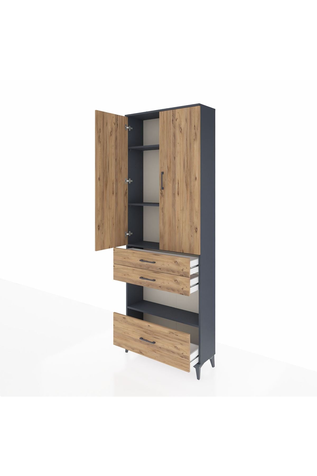 Arges Dolap 4 Raflı 3 Çekmeceli 2 Kapaklı 88x30x243 - S33M009V6A
