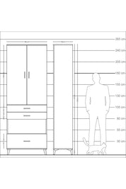 Arges Dolap 4 Raflı 3 Çekmeceli 2 Kapaklı 88x30x243 - S33M009V6A