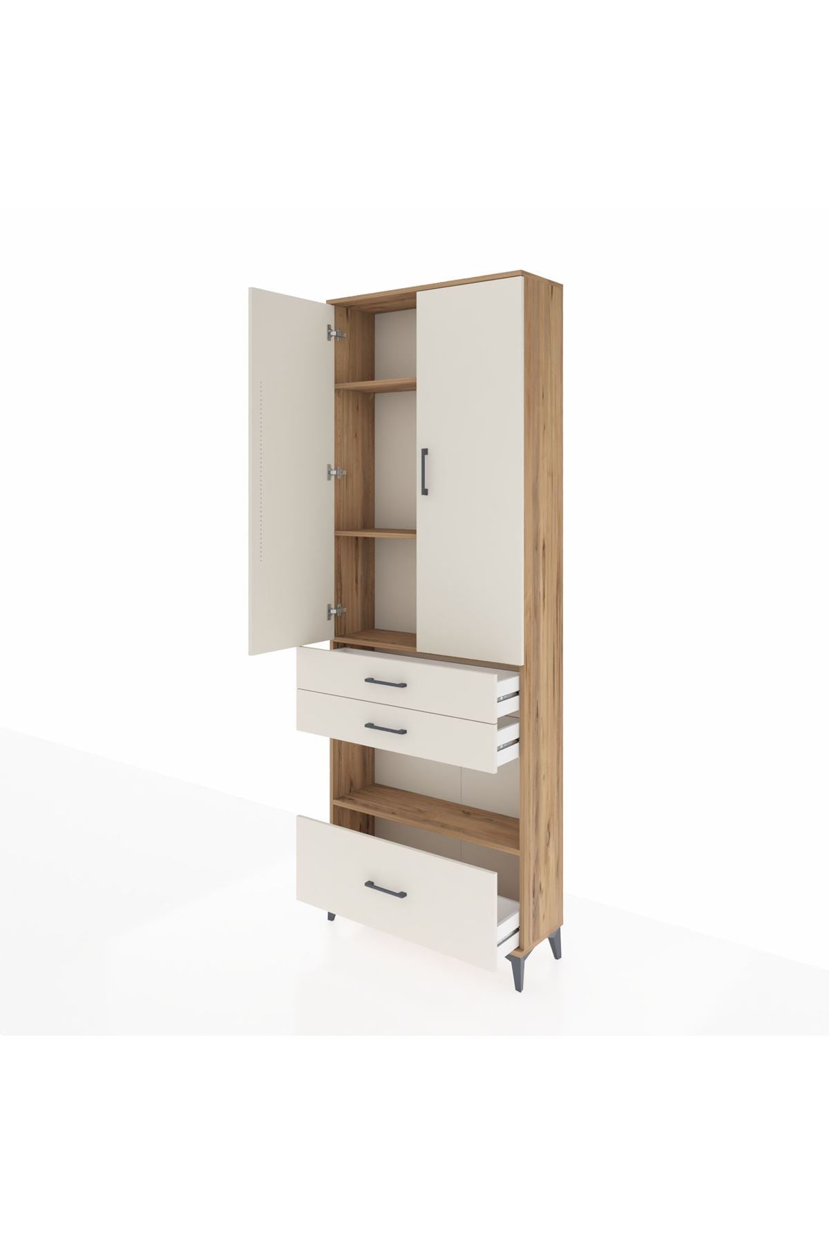 Arges Dolap 4 Raflı 3 Çekmeceli 2 Kapaklı 88x30x243 - S33M009V7A