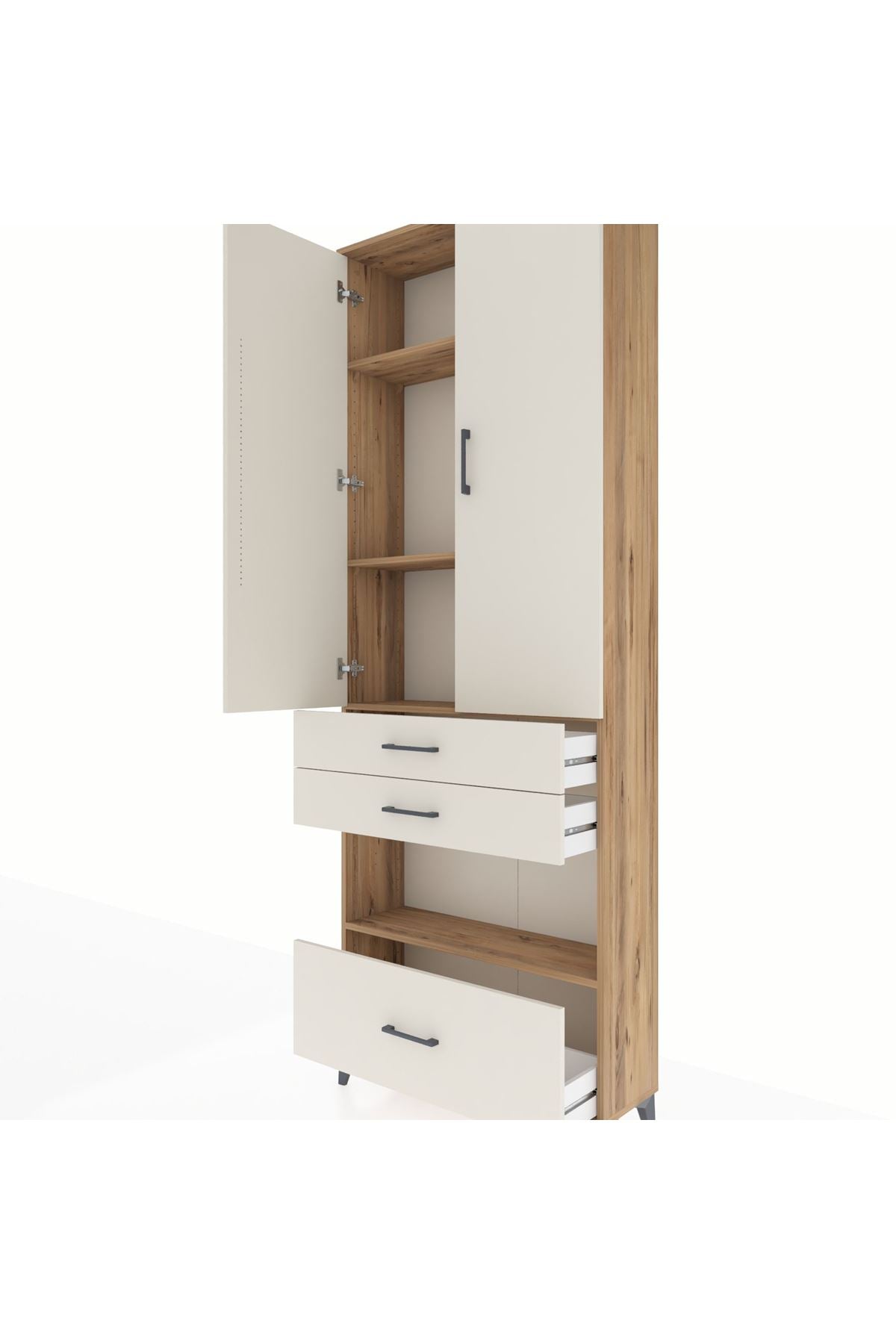 Arges Dolap 4 Raflı 3 Çekmeceli 2 Kapaklı 88x30x243 - S33M009V7A