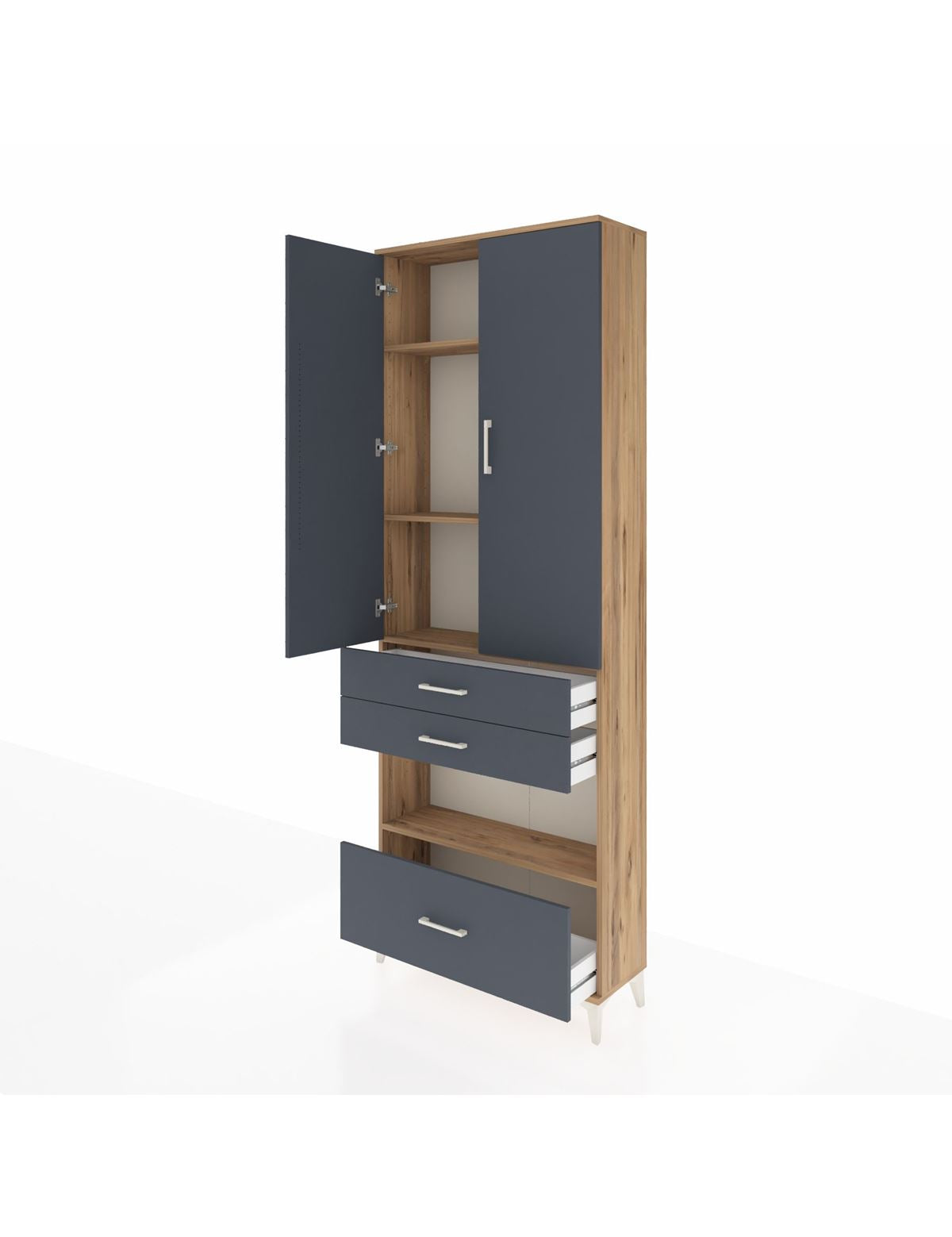 Arges Dolap 4 Raflı 3 Çekmeceli 2 Kapaklı 88x30x243 - S33M009V8A
