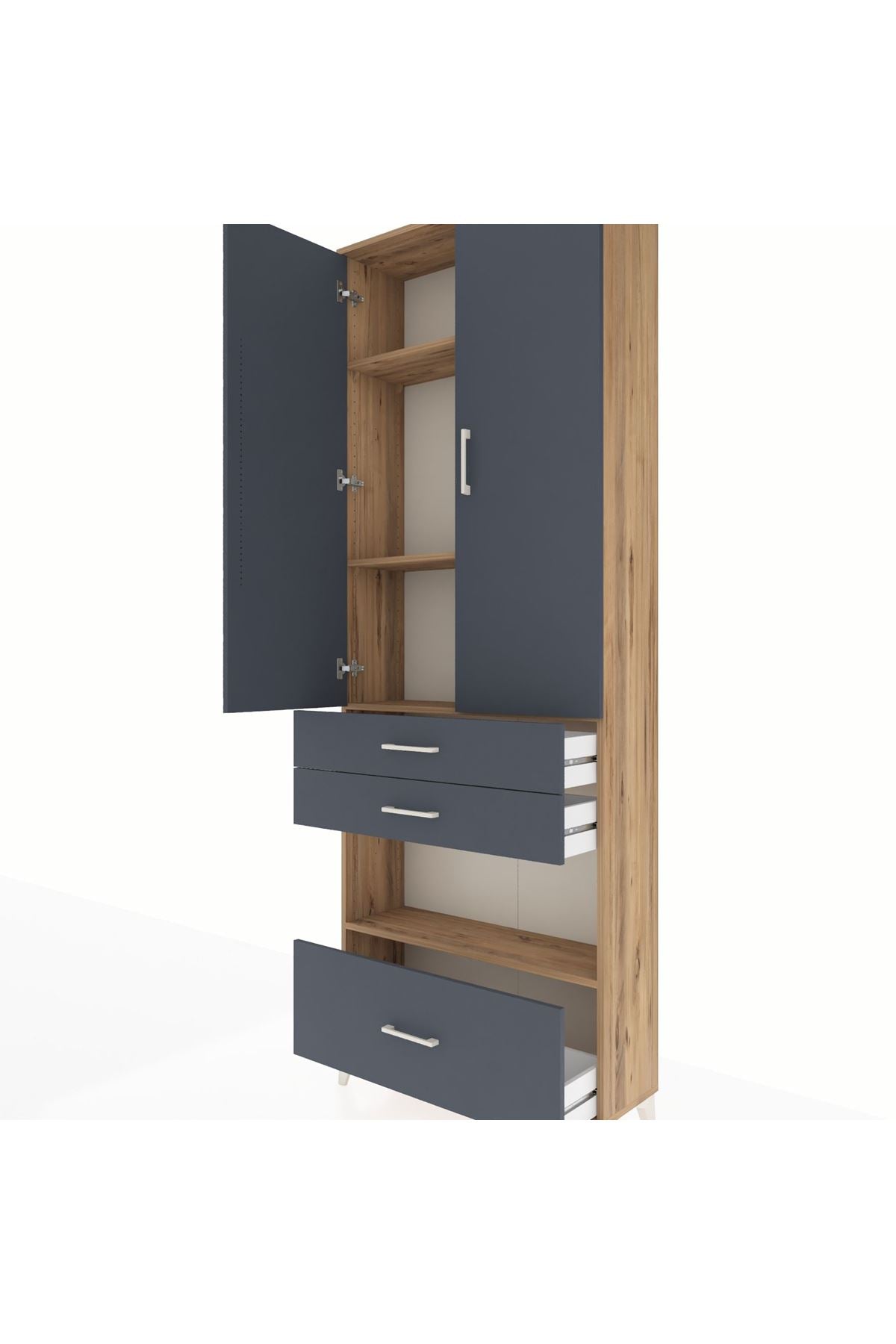 Arges Dolap 4 Raflı 3 Çekmeceli 2 Kapaklı 88x30x243 - S33M009V8A