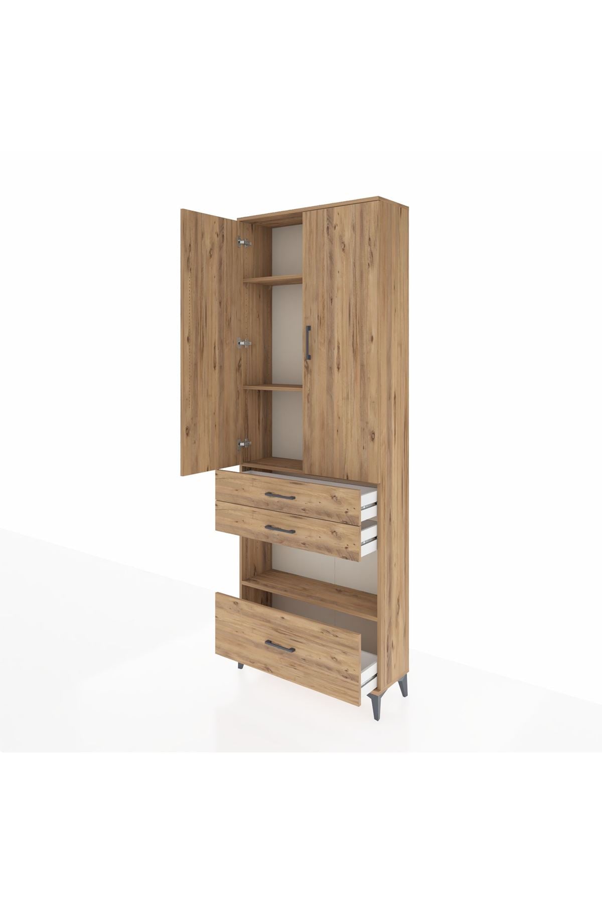 Arges Dolap 4 Raflı 3 Çekmeceli 2 Kapaklı 88x30x243 - S33M009V9A