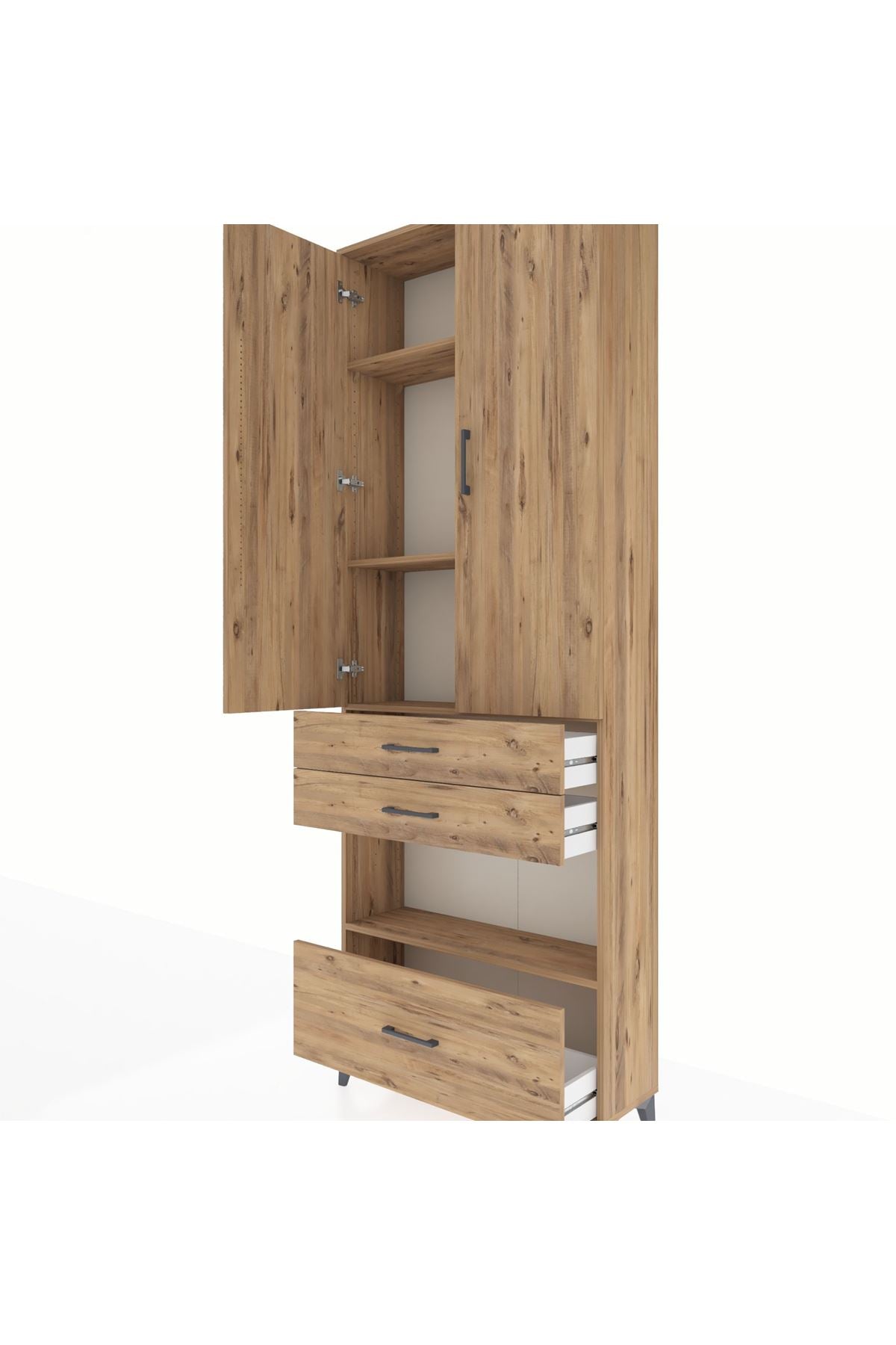 Arges Dolap 4 Raflı 3 Çekmeceli 2 Kapaklı 88x30x243 - S33M009V9A