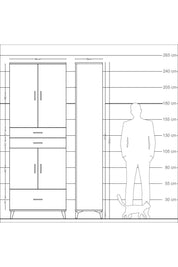 Arges Dolap 5 Raflı 3 Çekmeceli 4 Kapaklı 88x30x243 - S33M011V2A