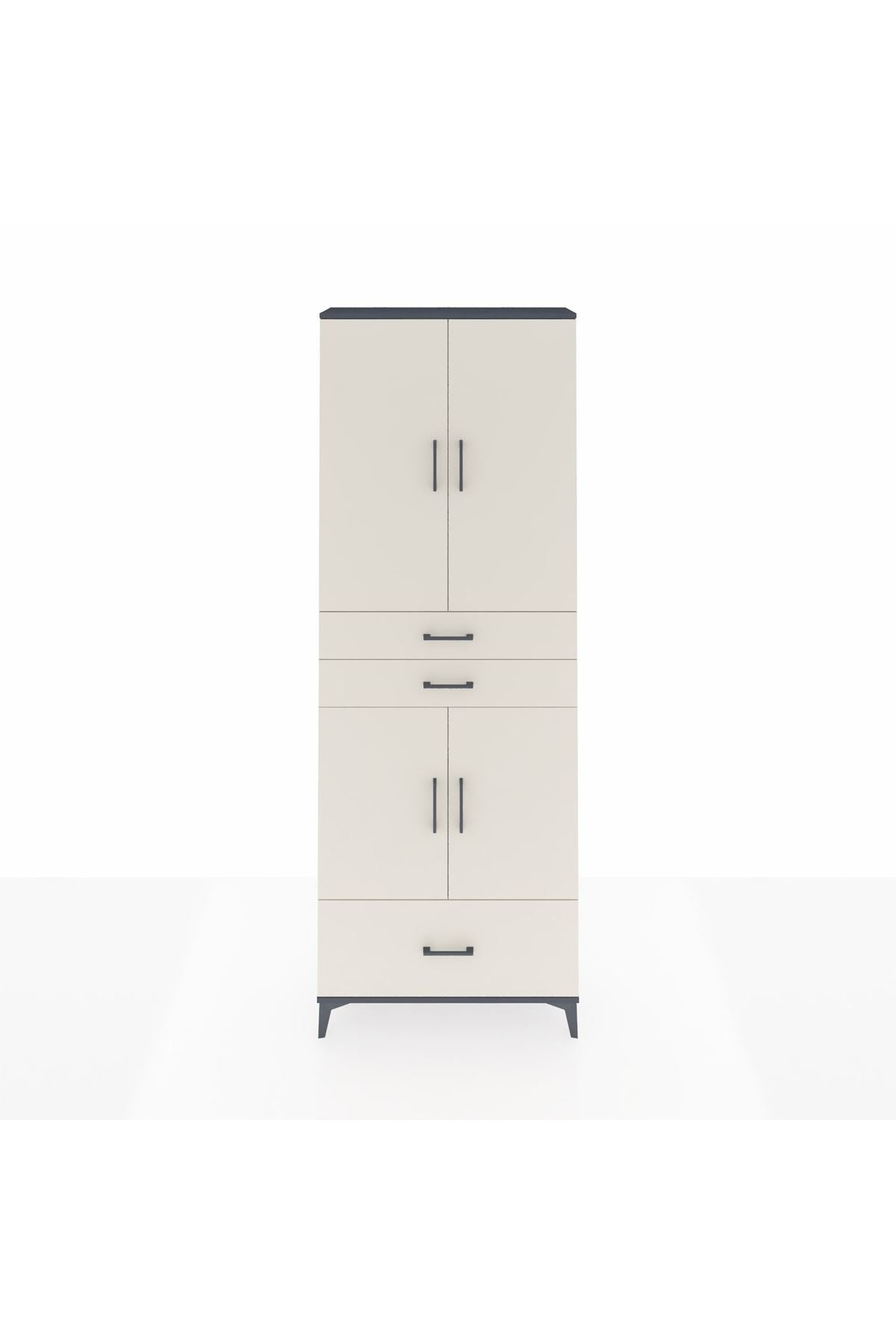 Arges Dolap 5 Raflı 3 Çekmeceli 4 Kapaklı 88x30x243 - S33M011V4A