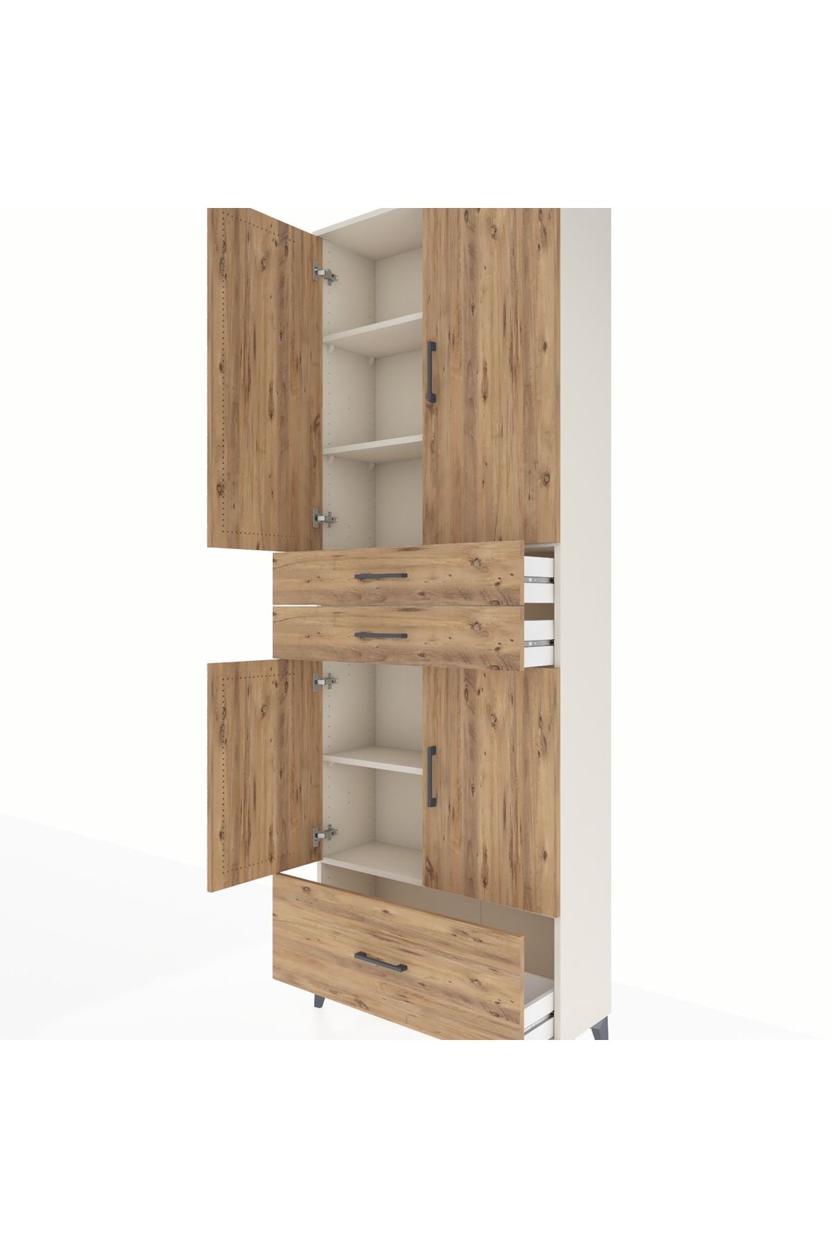 Arges Dolap 5 Raflı 3 Çekmeceli 4 Kapaklı 88x30x243 - S33M011V3A