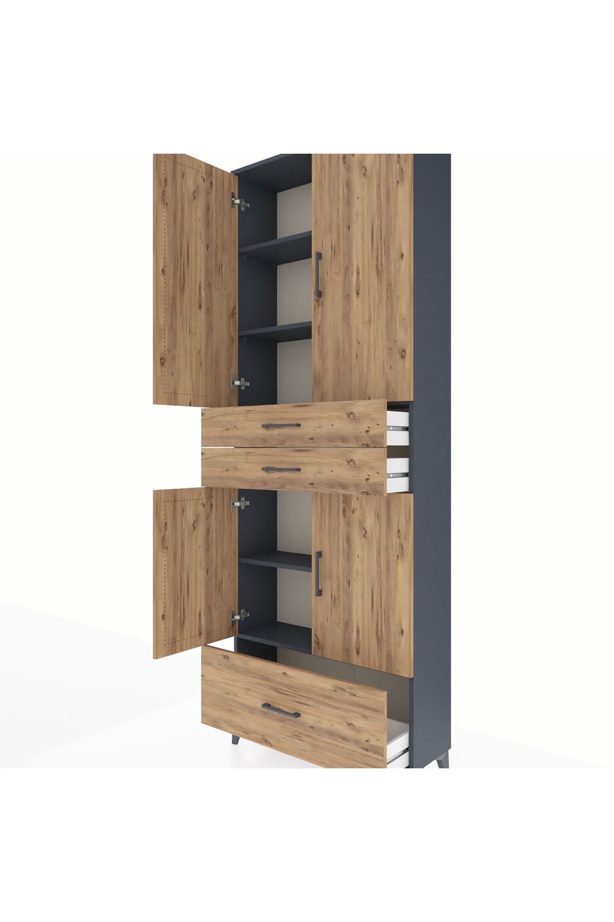Arges Dolap 5 Raflı 3 Çekmeceli 4 Kapaklı 88x30x243 - S33M011V6A