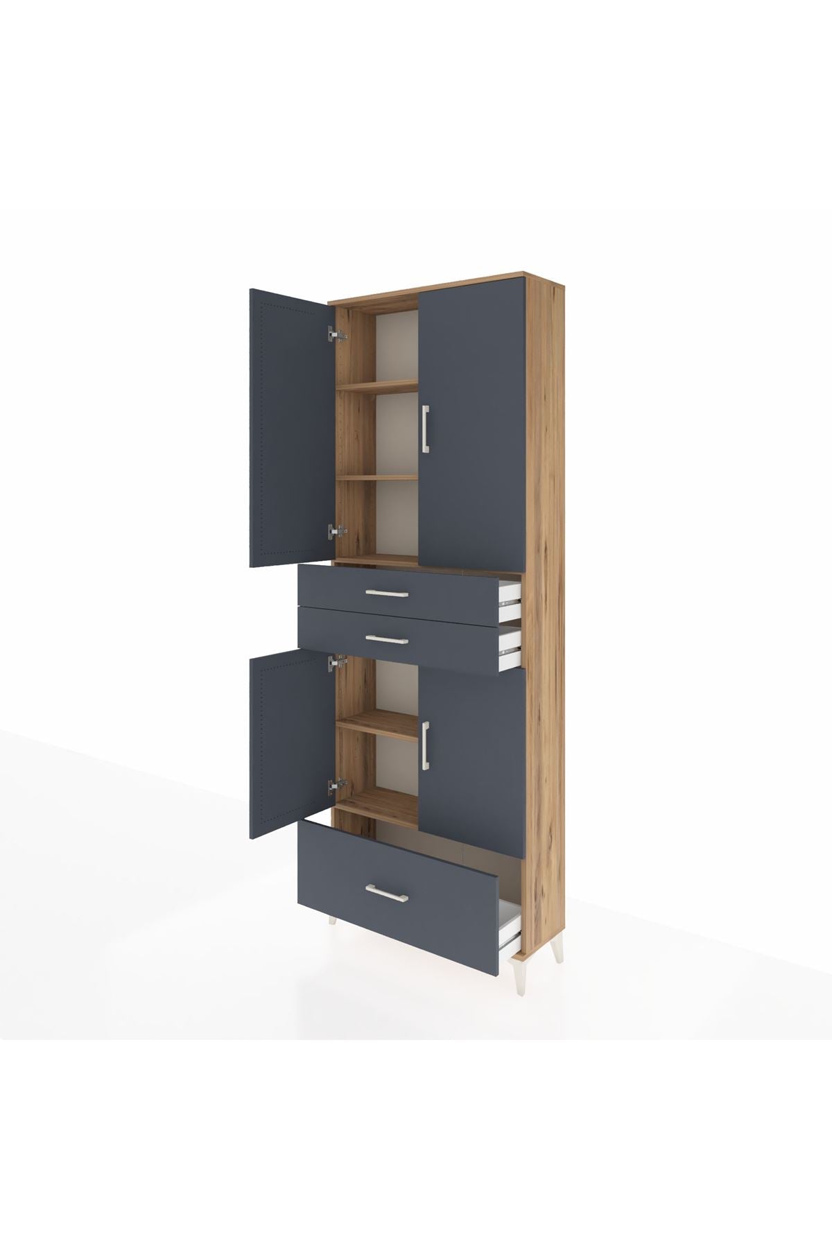 Arges Dolap 5 Raflı 3 Çekmeceli 4 Kapaklı 88x30x243 - S33M011V8A