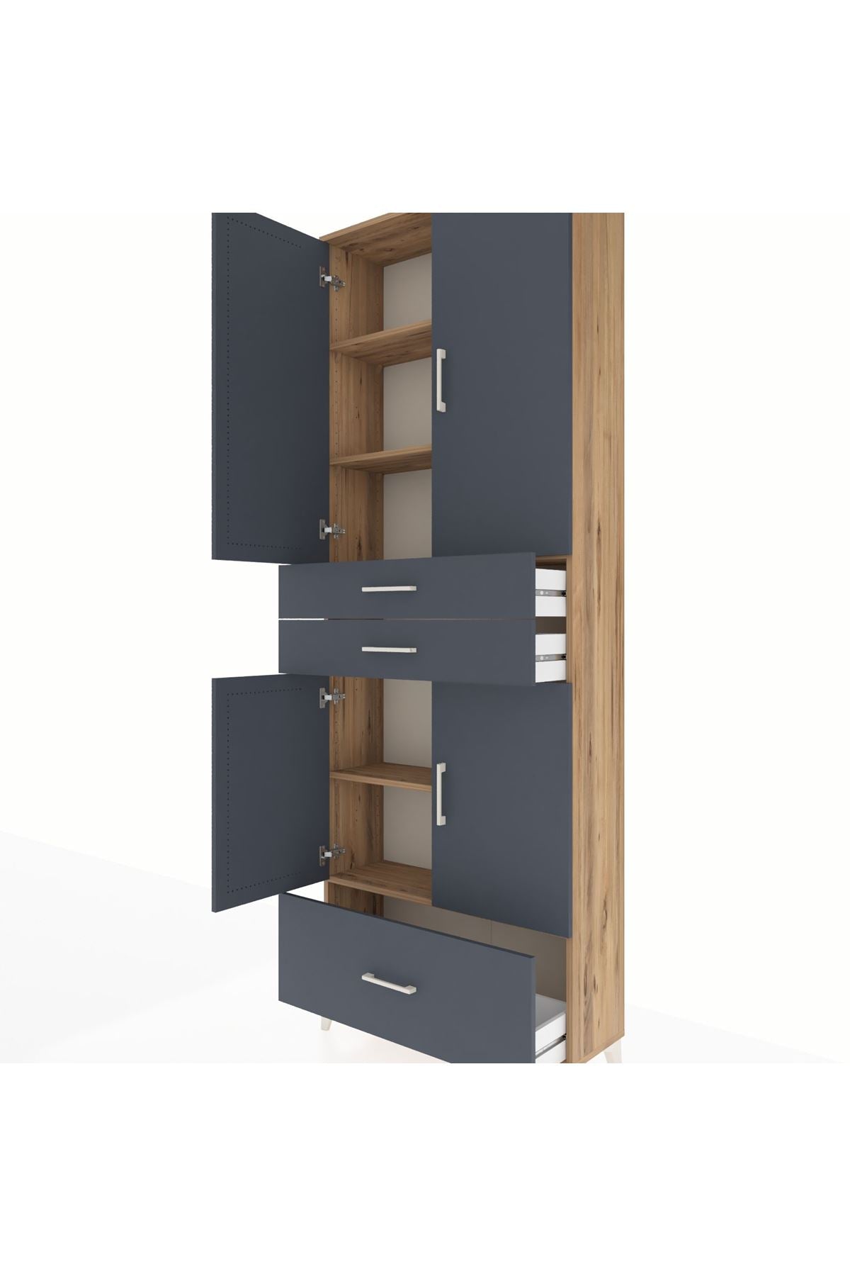 Arges Dolap 5 Raflı 3 Çekmeceli 4 Kapaklı 88x30x243 - S33M011V8A