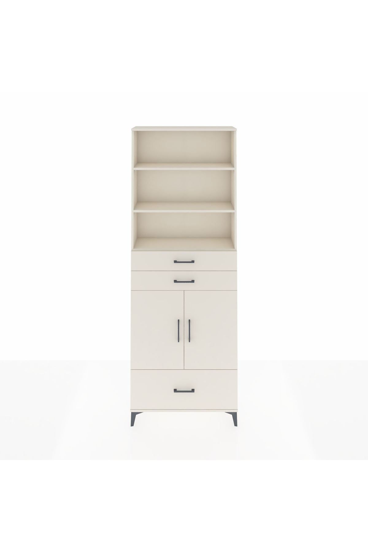 Arges Dolap 5 Raflı 3 Çekmeceli 2 Kapaklı 88x30x243 - S33M012V1A