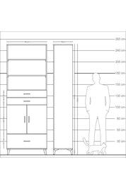 Arges Dolap 5 Raflı 3 Çekmeceli 2 Kapaklı 88x30x243 - S33M012V7A
