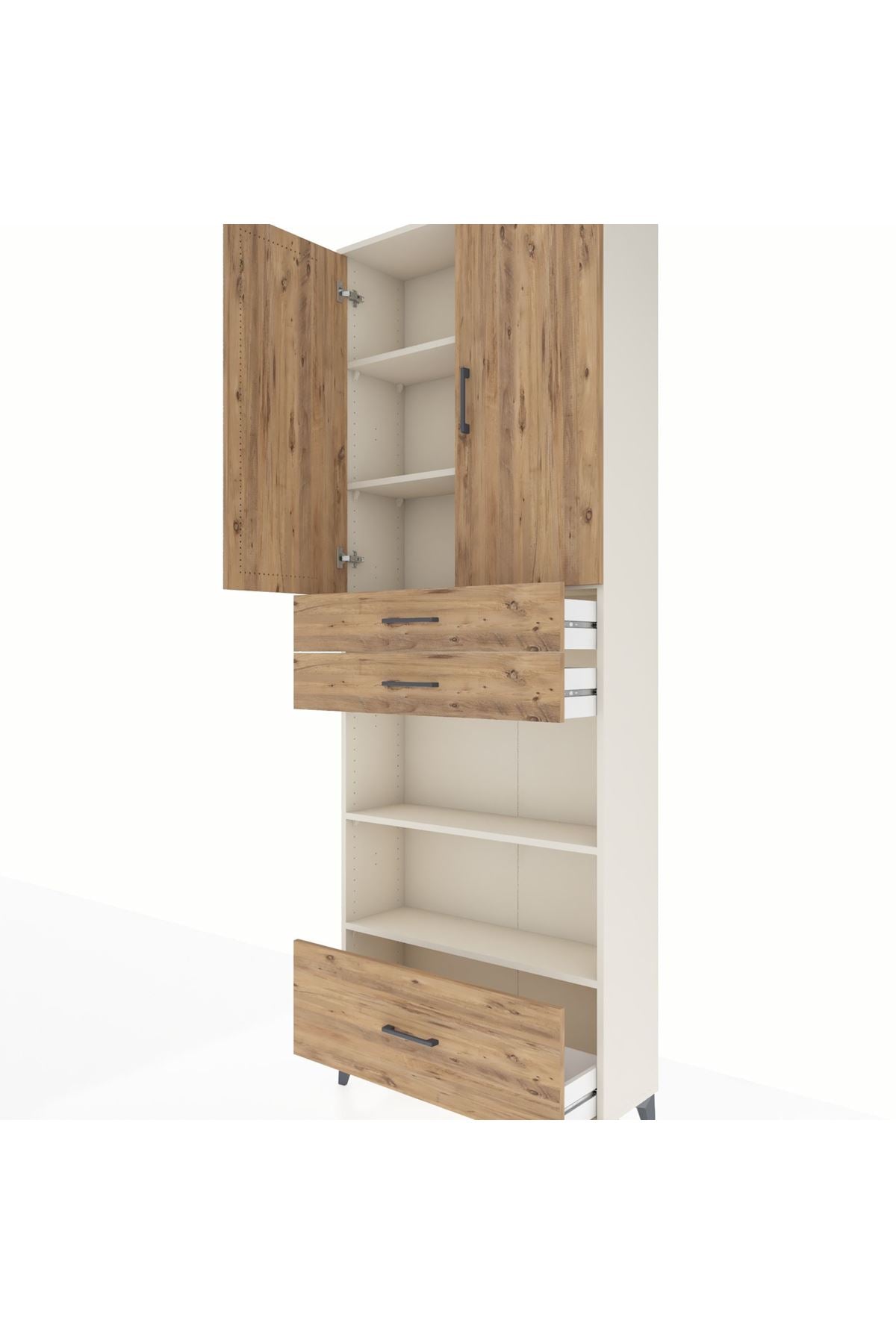 Arges Dolap 5 Raflı 3 Çekmeceli 2 Kapaklı 88x30x243 - S33M013V3A