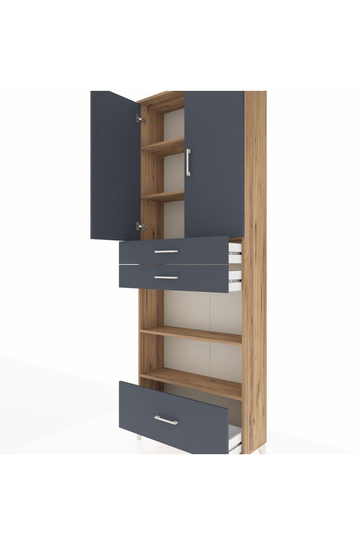 Arges Dolap 5 Raflı 3 Çekmeceli 2 Kapaklı 88x30x243 - S33M013V8A