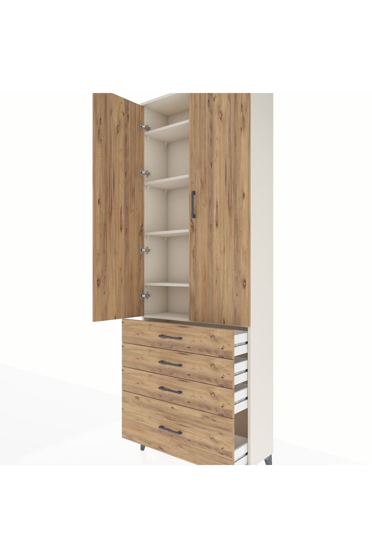 Arges Dolap 5 Raflı 4 Çekmeceli 2 Kapaklı 88x30x243 - S33M015V3A