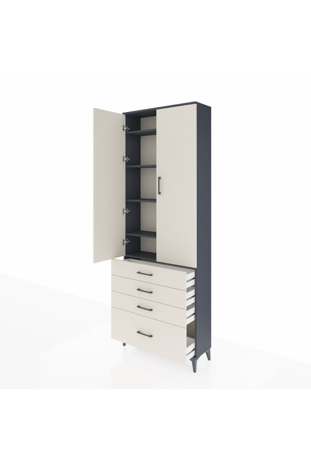 Arges Dolap 5 Raflı 4 Çekmeceli 2 Kapaklı 88x30x243 - S33M015V4A