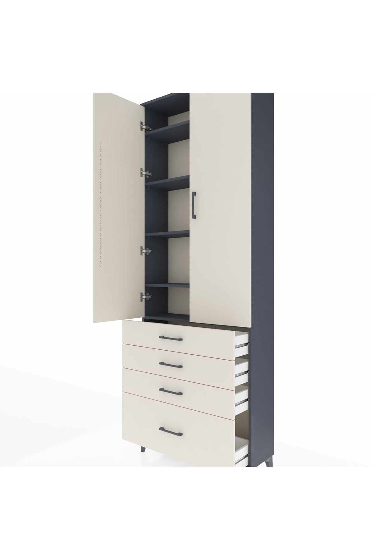 Arges Dolap 5 Raflı 4 Çekmeceli 2 Kapaklı 88x30x243 - S33M015V4A