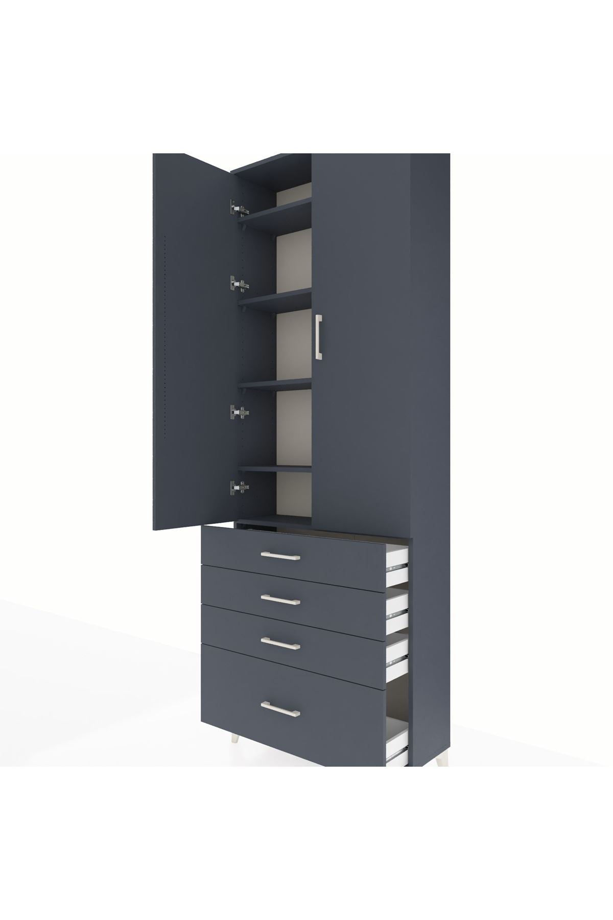 Arges Dolap 5 Raflı 4 Çekmeceli 2 Kapaklı 88x30x243 - S33M015V5A