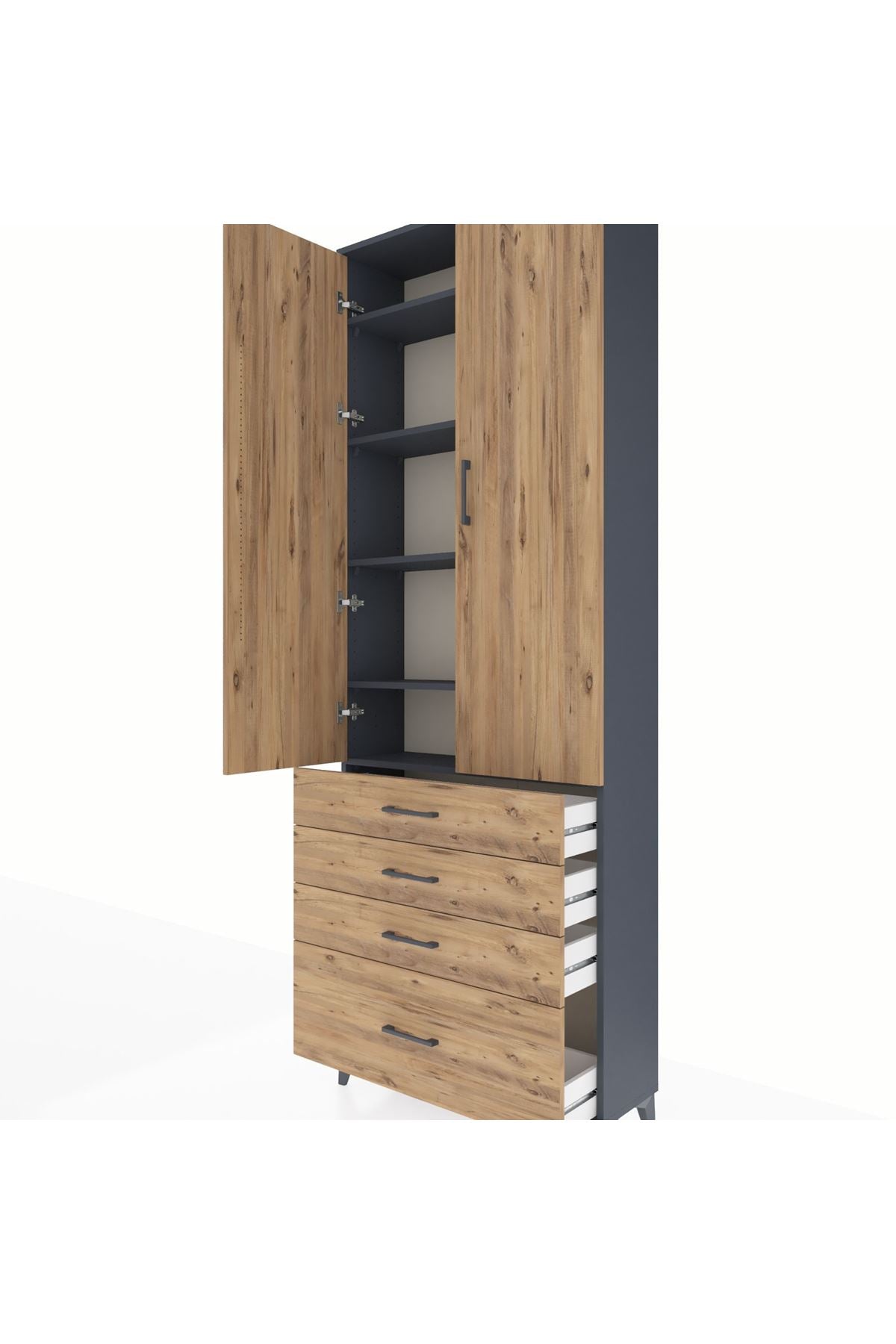 Arges Dolap 5 Raflı 4 Çekmeceli 2 Kapaklı 88x30x243 - S33M015V6A