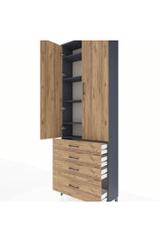 Arges Dolap 5 Raflı 4 Çekmeceli 2 Kapaklı 88x30x243 - S33M015V6A