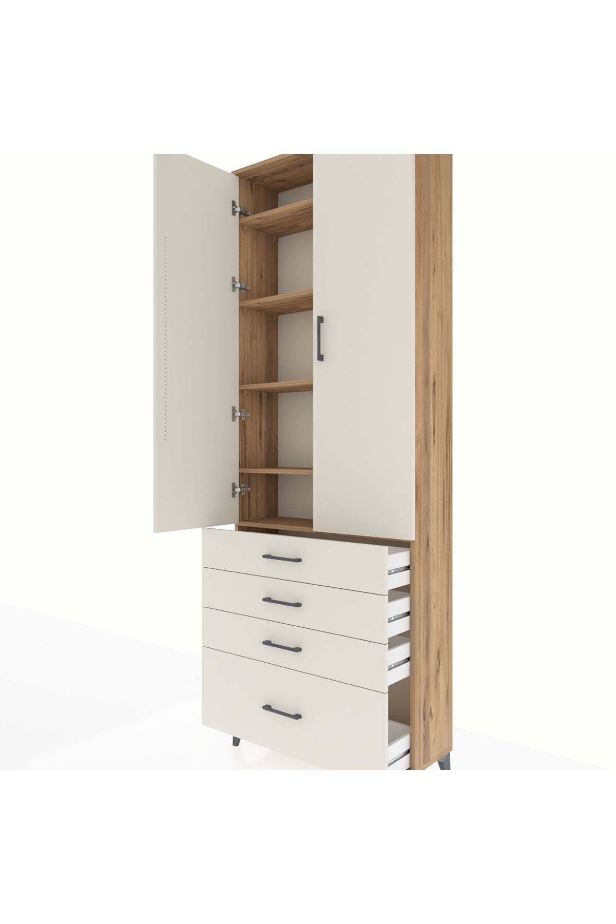 Arges Dolap 5 Raflı 4 Çekmeceli 2 Kapaklı 88x30x243 - S33M015V7A