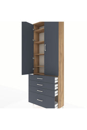 Arges Dolap 5 Raflı 4 Çekmeceli 2 Kapaklı 88x30x243 - S33M015V8A