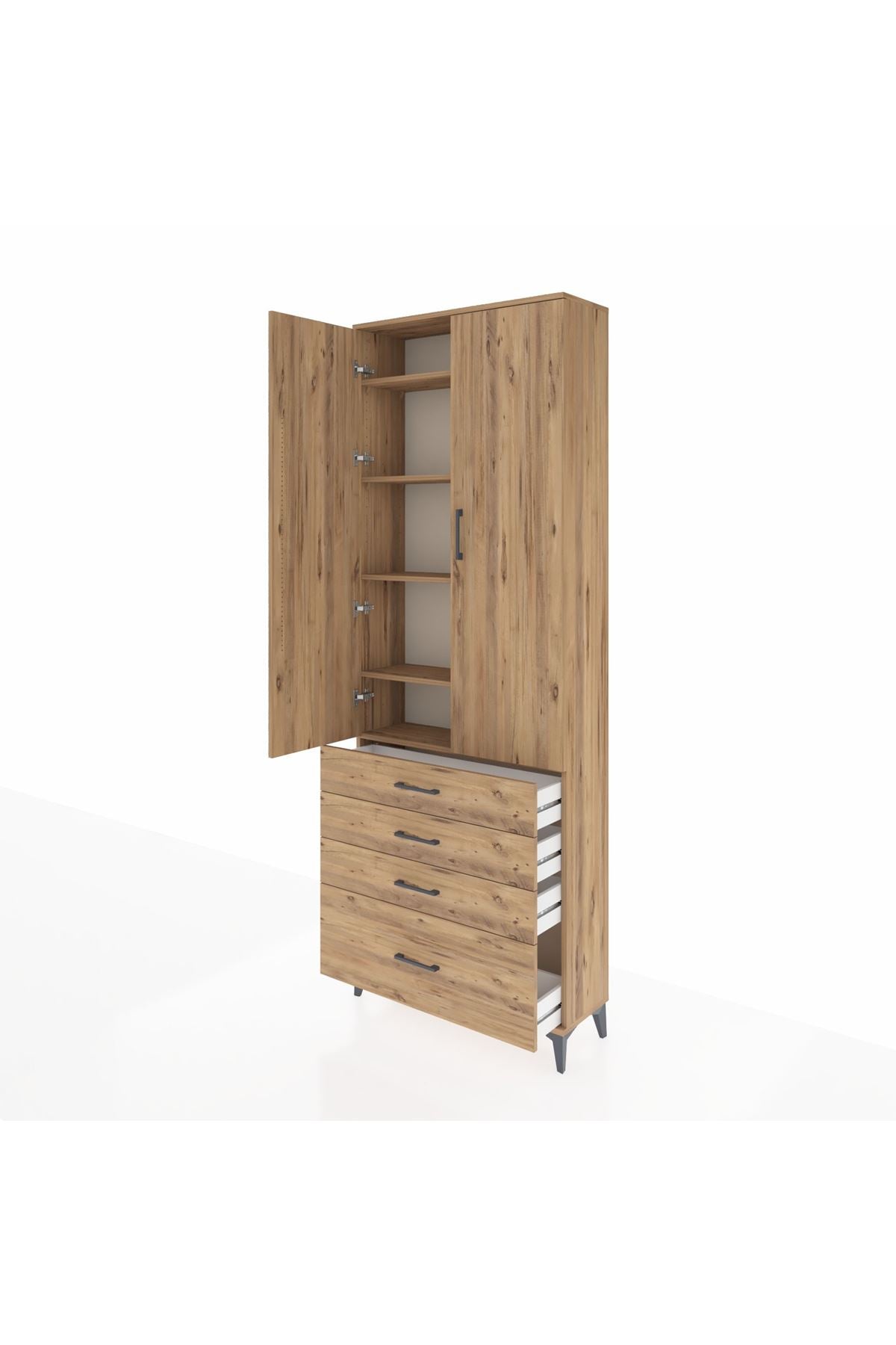 Arges Dolap 5 Raflı 4 Çekmeceli 2 Kapaklı 88x30x243 - S33M015V9A
