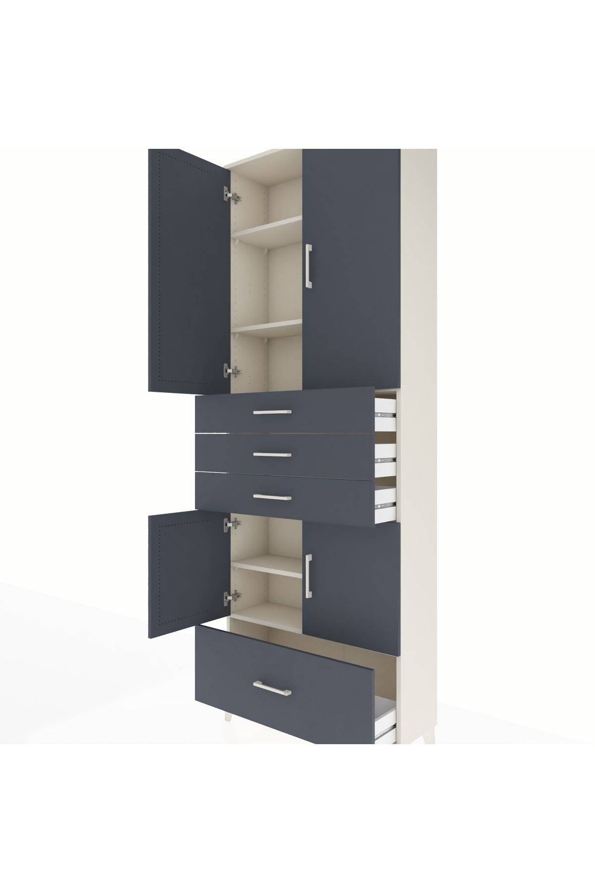 Arges Dolap 5 Raflı 4 Çekmeceli 4 Kapaklı 88x30x243 - S33M017V2A
