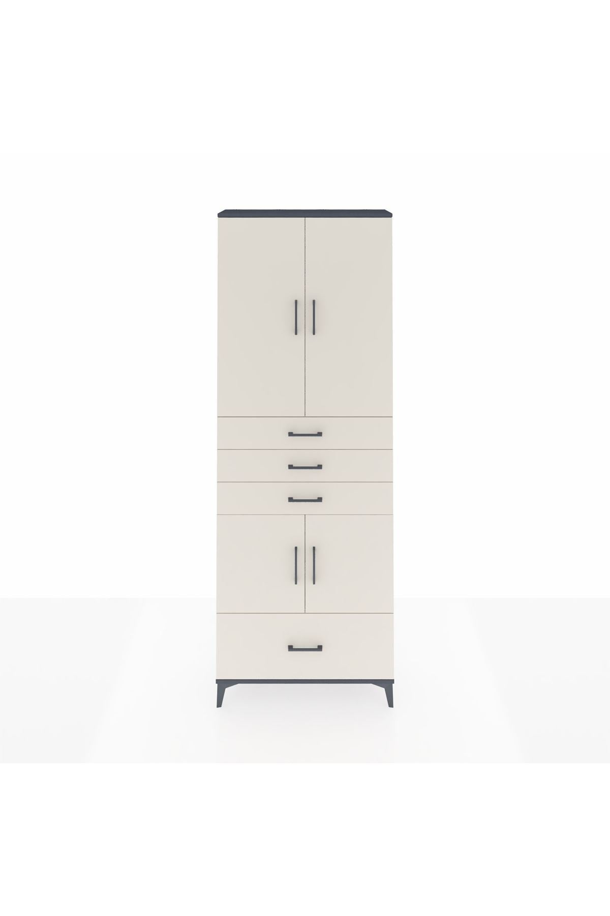 Arges Dolap 5 Raflı 4 Çekmeceli 4 Kapaklı 88x30x243 - S33M017V4A