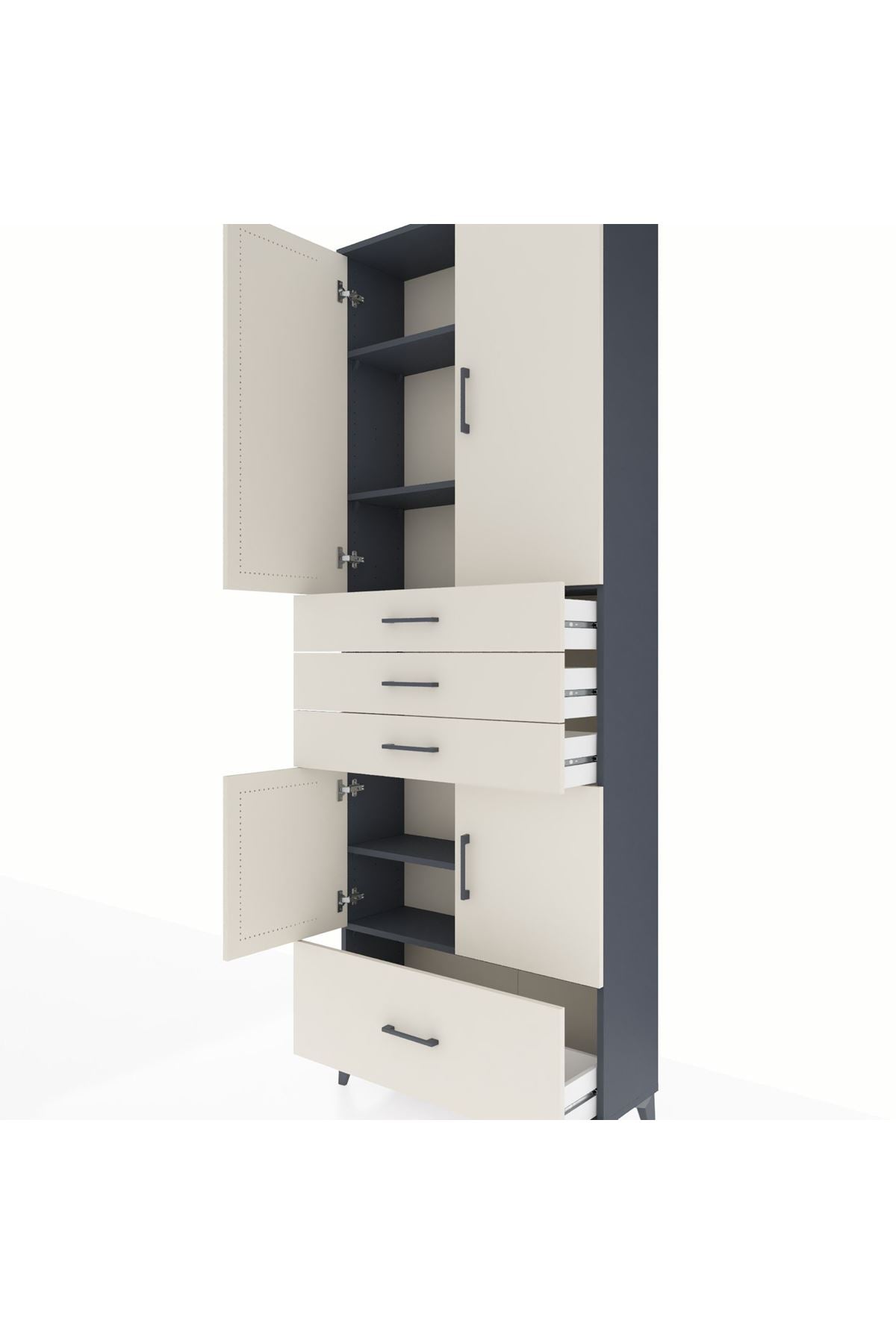 Arges Dolap 5 Raflı 4 Çekmeceli 4 Kapaklı 88x30x243 - S33M017V4A