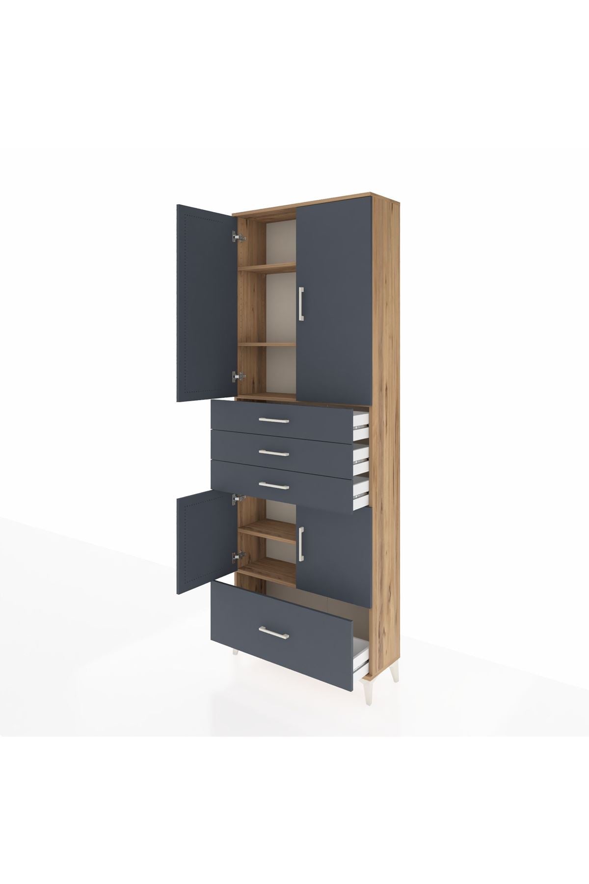 Arges Dolap 5 Raflı 4 Çekmeceli 4 Kapaklı 88x30x243 - S33M017V8A