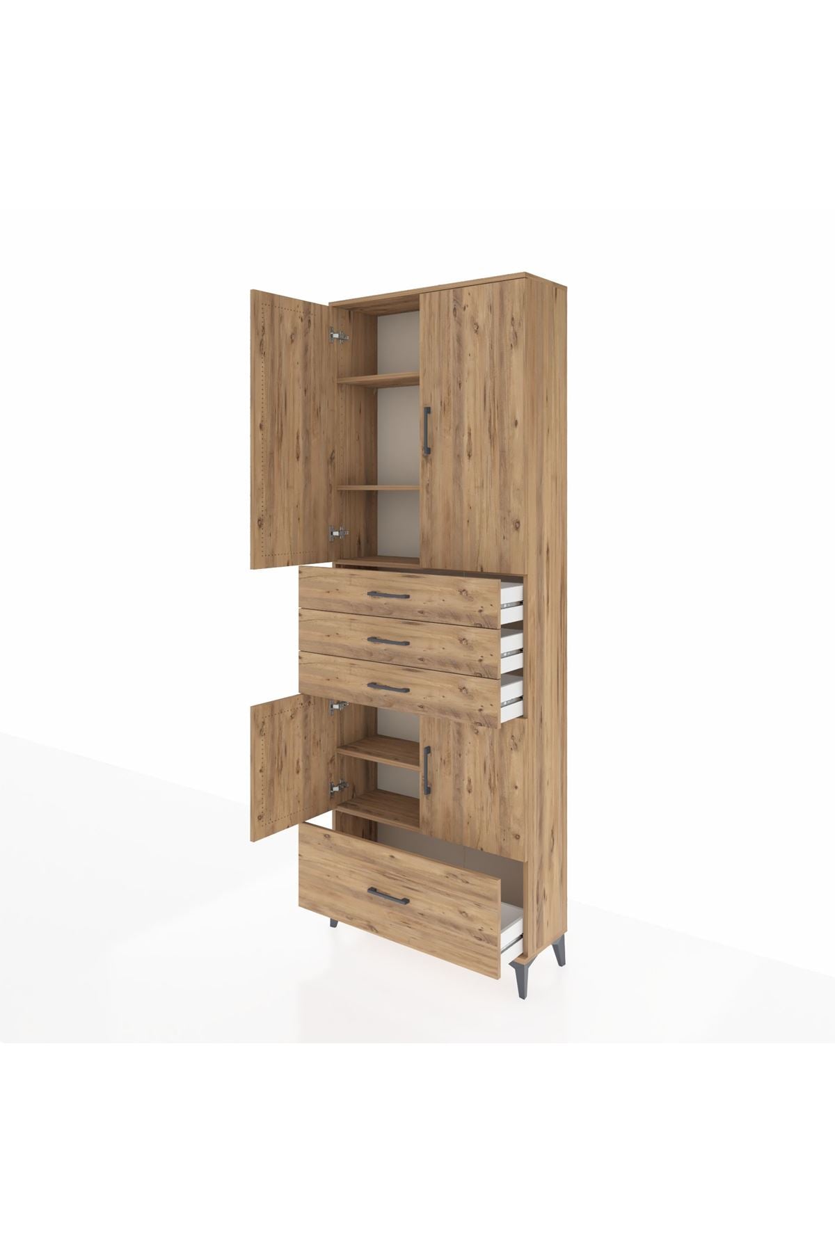 Arges Dolap 5 Raflı 4 Çekmeceli 4 Kapaklı 88x30x243 - S33M017V9A