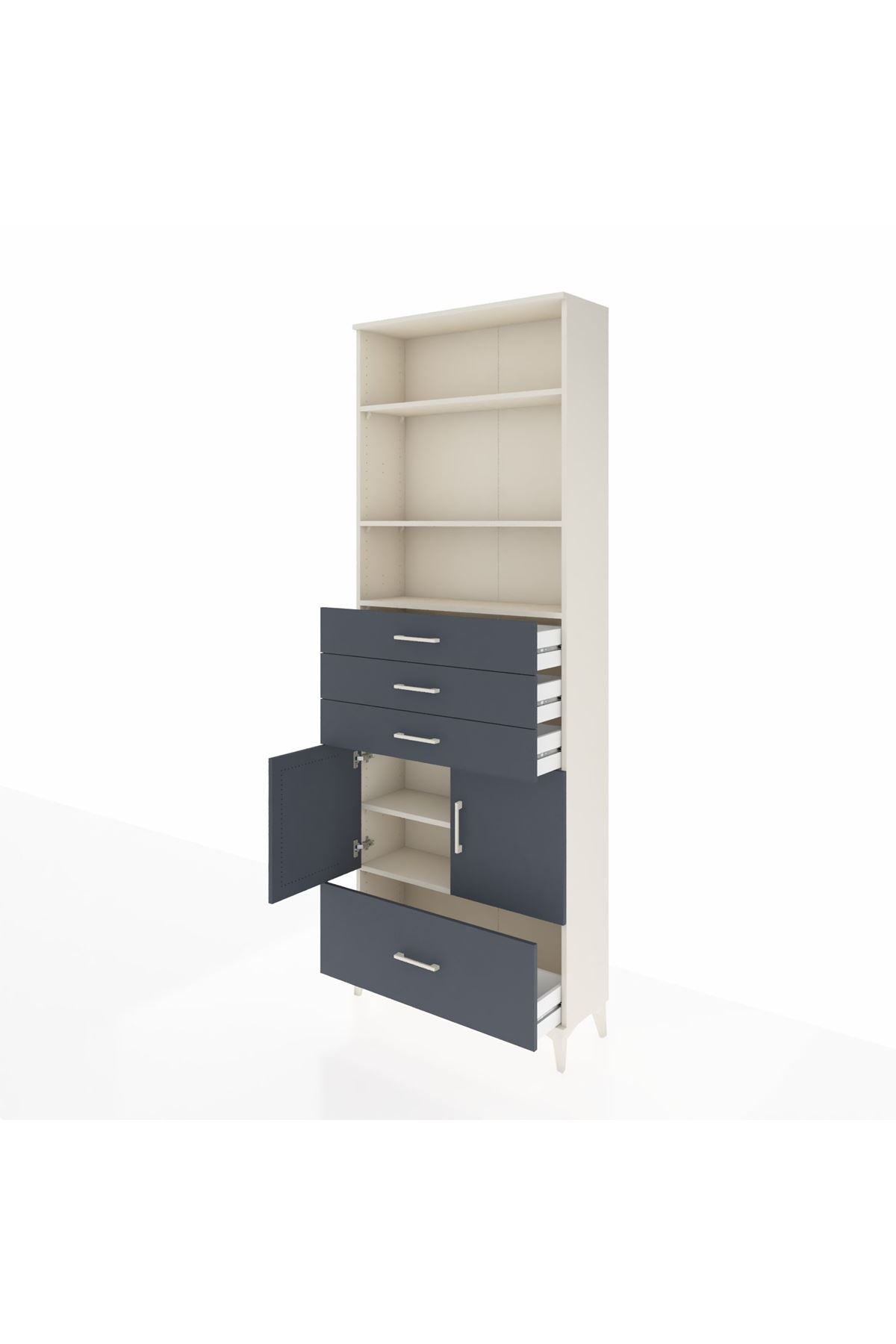 Arges Dolap 5 Raflı 4 Çekmeceli 2 Kapaklı 88x30x243 - S33M018V2A