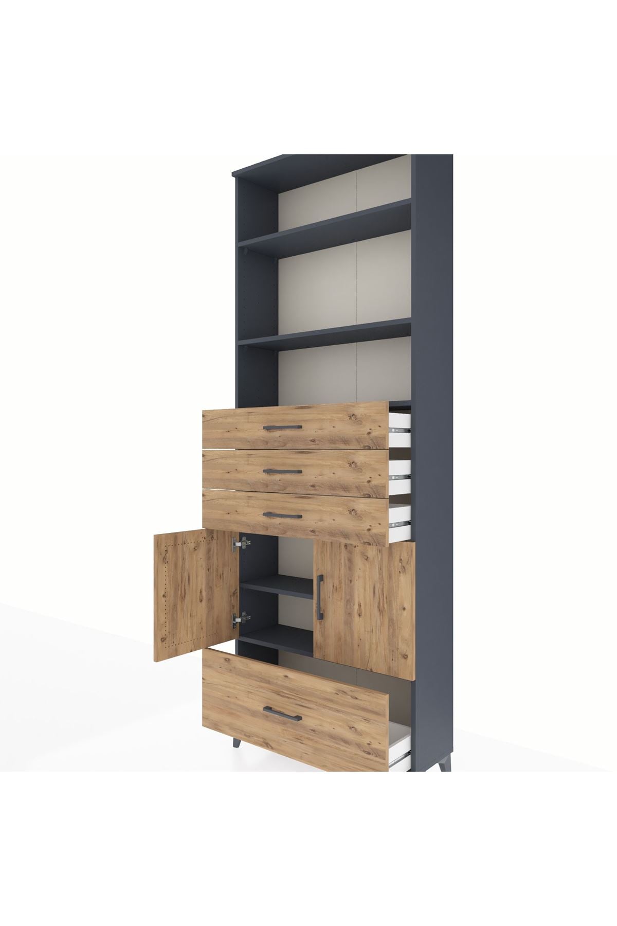Arges Dolap 5 Raflı 4 Çekmeceli 2 Kapaklı 88x30x243 - S33M018V6A