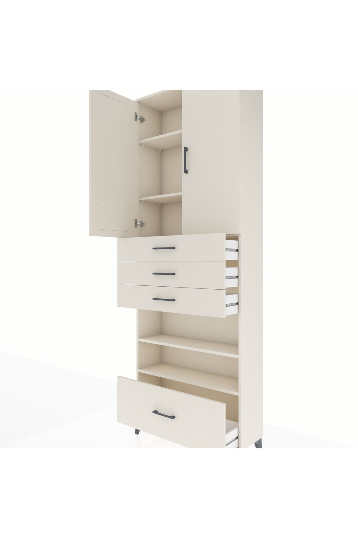 Arges Dolap 5 Raflı 4 Çekmeceli 2 Kapaklı 88x30x243 - S33M019V1A
