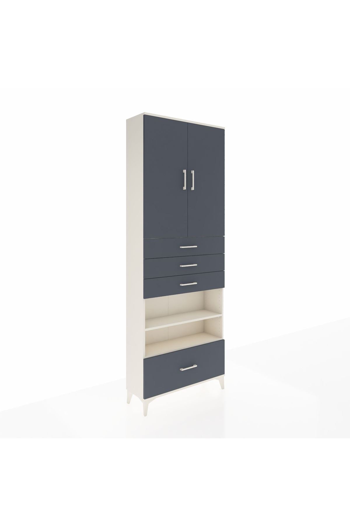Arges Dolap 5 Raflı 4 Çekmeceli 2 Kapaklı 88x30x243 - S33M019V2A
