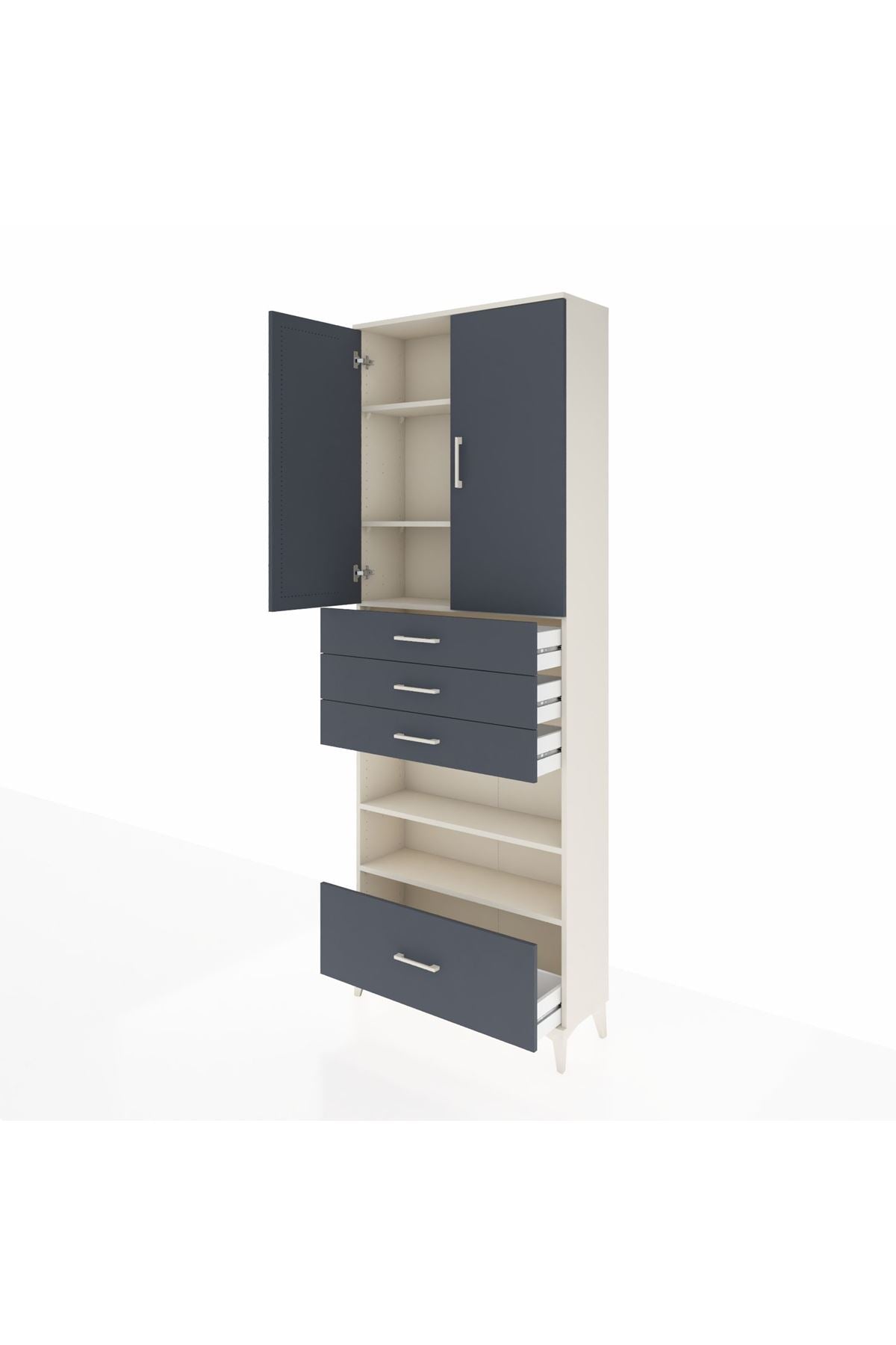 Arges Dolap 5 Raflı 4 Çekmeceli 2 Kapaklı 88x30x243 - S33M019V2A