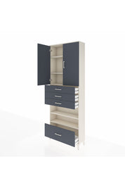 Arges Dolap 5 Raflı 4 Çekmeceli 2 Kapaklı 88x30x243 - S33M019V2A