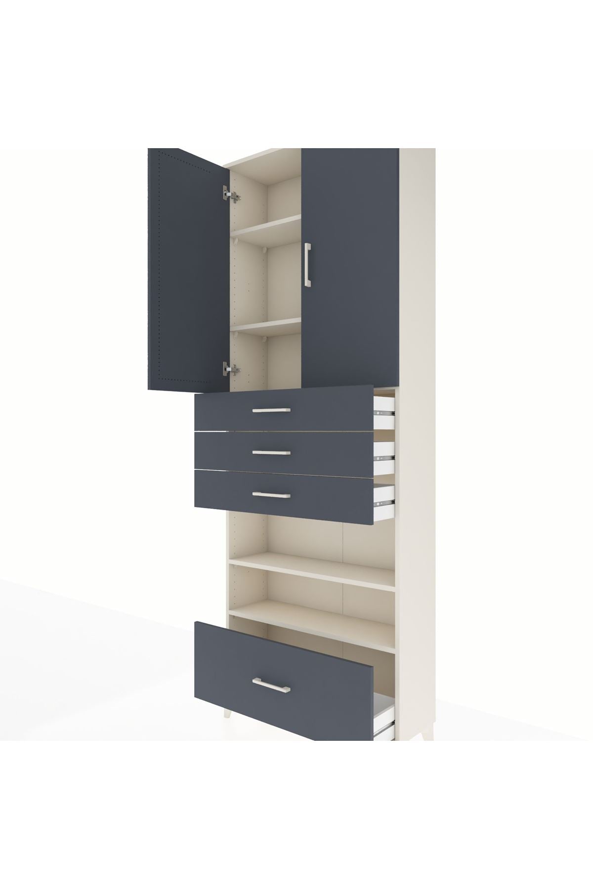 Arges Dolap 5 Raflı 4 Çekmeceli 2 Kapaklı 88x30x243 - S33M019V2A
