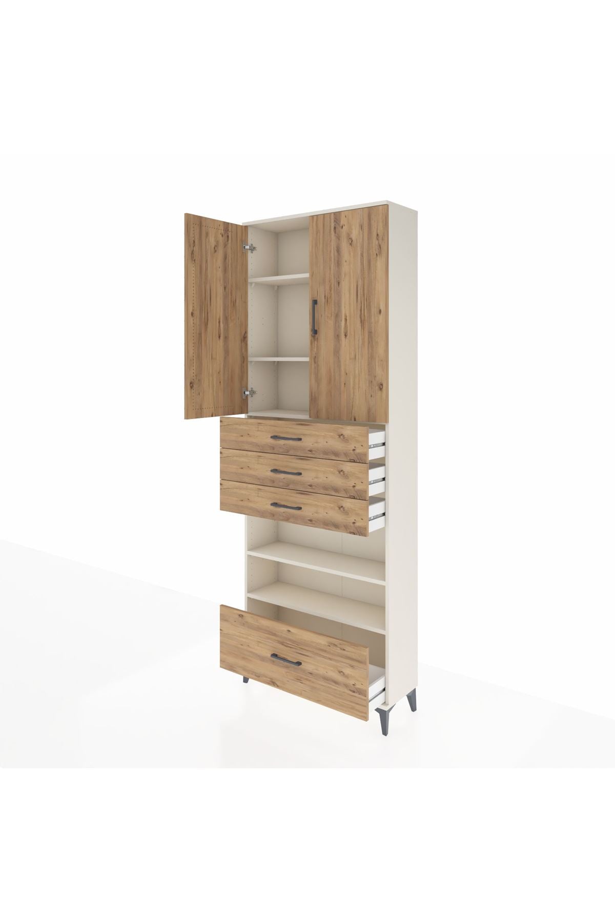 Arges Dolap 5 Raflı 4 Çekmeceli 2 Kapaklı 88x30x243 - S33M019V3A