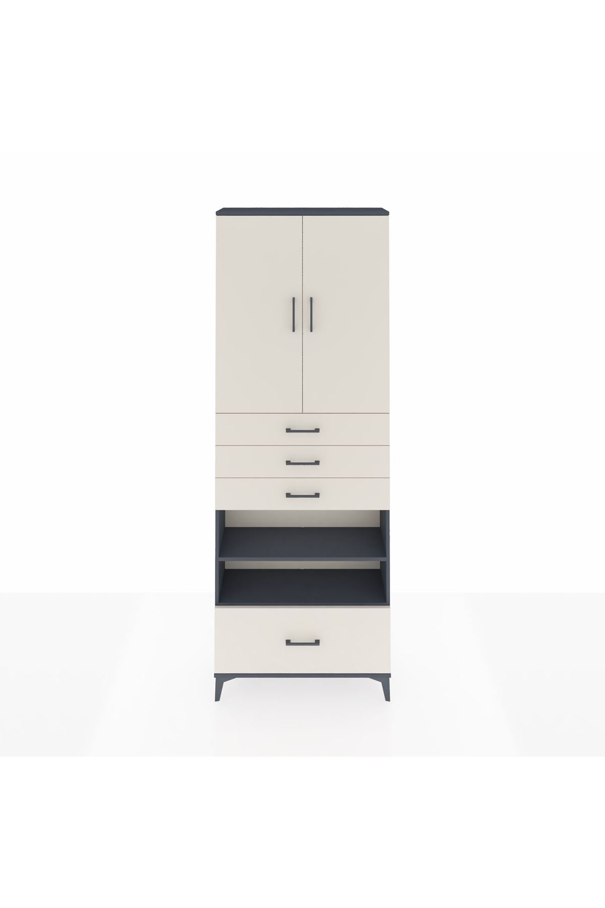 Arges Dolap 5 Raflı 4 Çekmeceli 2 Kapaklı 88x30x243 - S33M019V4A