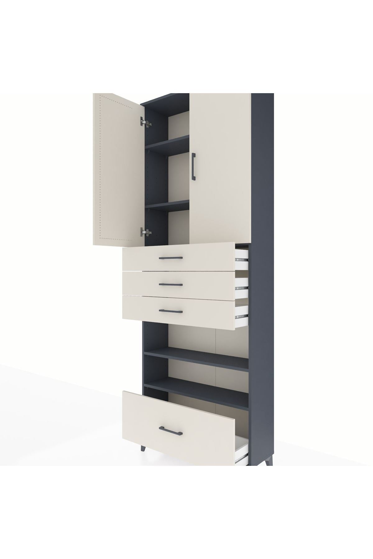 Arges Dolap 5 Raflı 4 Çekmeceli 2 Kapaklı 88x30x243 - S33M019V4A