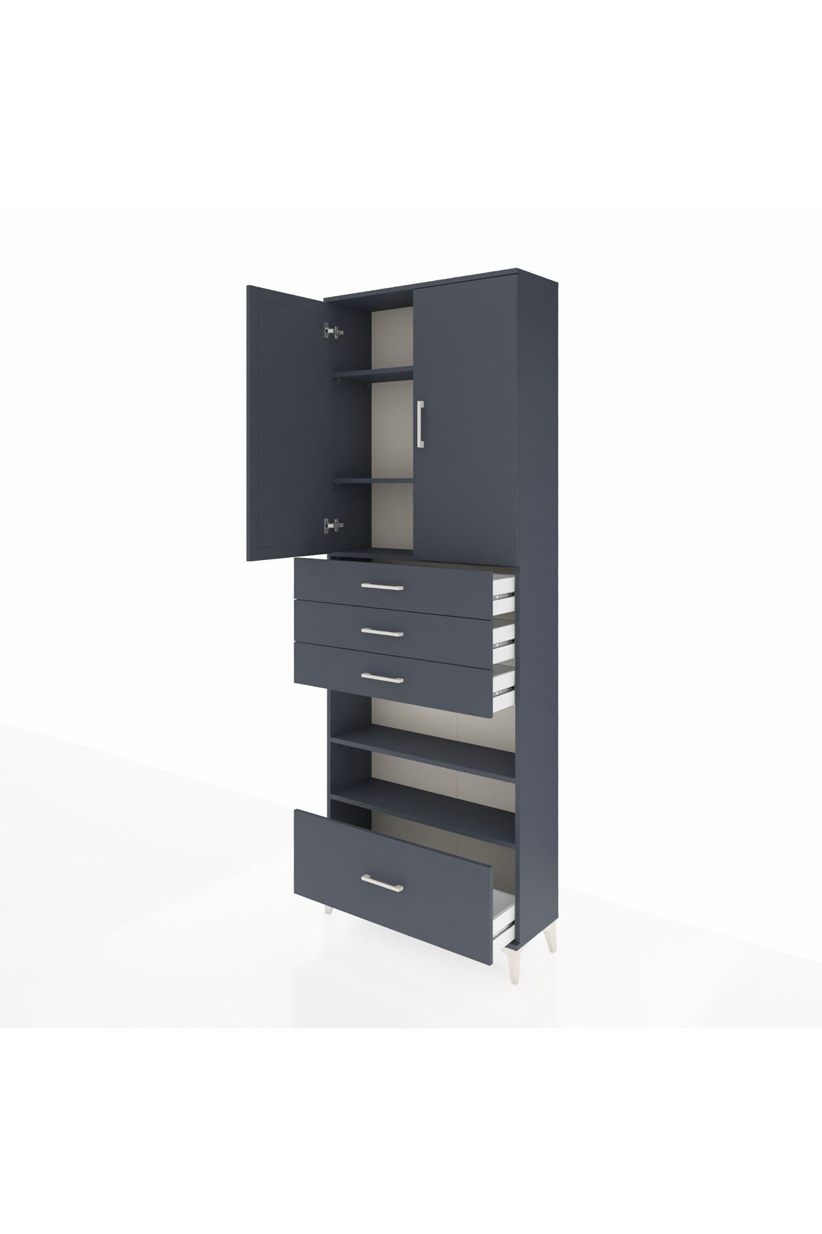 Arges Dolap 5 Raflı 4 Çekmeceli 2 Kapaklı 88x30x243 - S33M019V5A