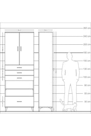 Arges Dolap 5 Raflı 4 Çekmeceli 2 Kapaklı 88x30x243 - S33M019V5A